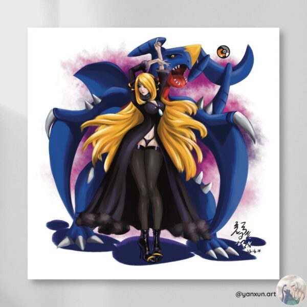 cynthia_and_garchomp Cynthia & Garchomp Square Print