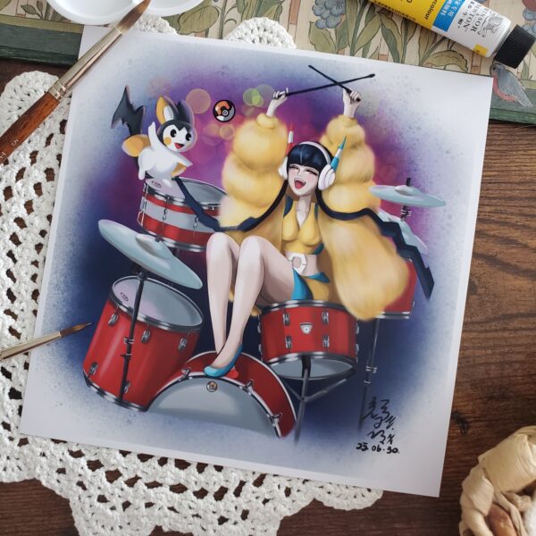 Elesa & Emolga Square Print