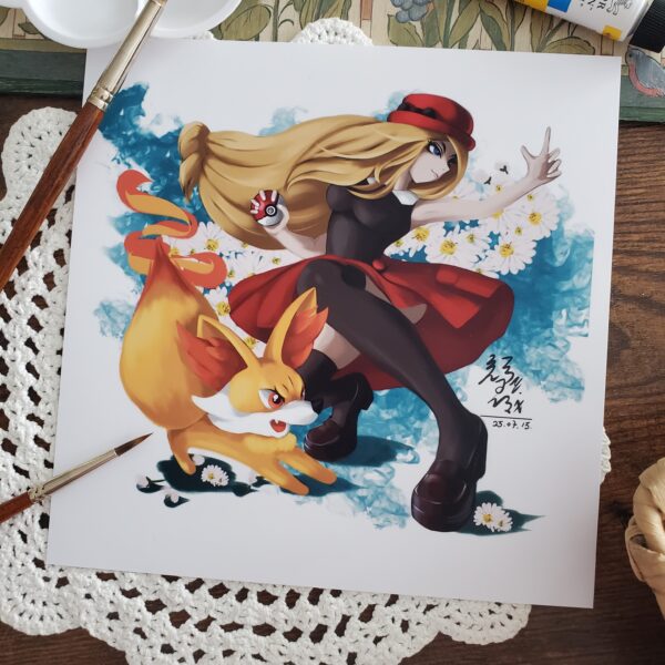 Serena & Fennekin Square Print